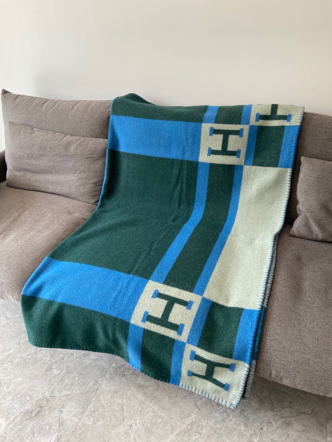 Hermes Emeraude Avalon Bayadere Throw Blanket