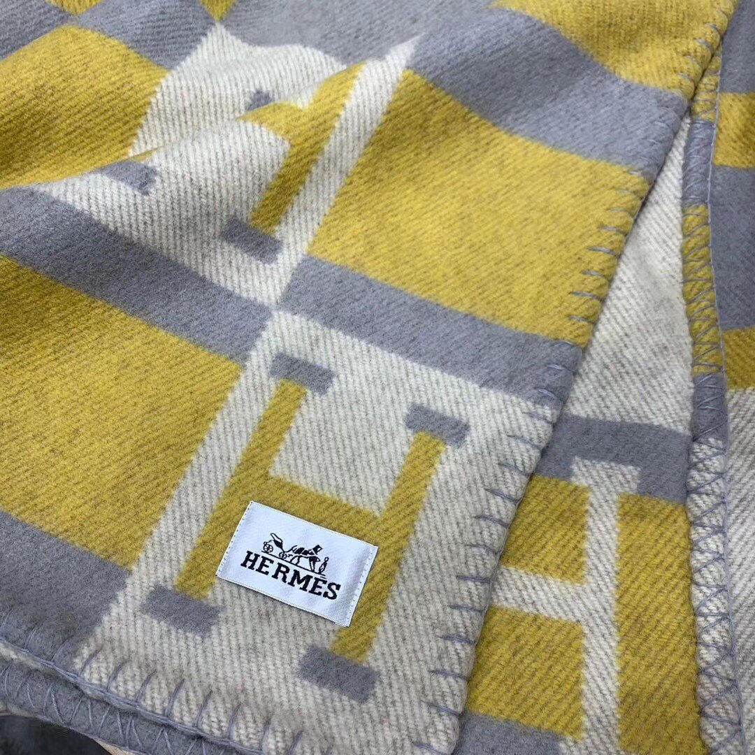 Hermes Jaune Avalon Bayadere Throw Blanket