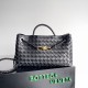 Bottega Veneta Andiamo Small East/West Bag In Black Intrecciato Lambskin