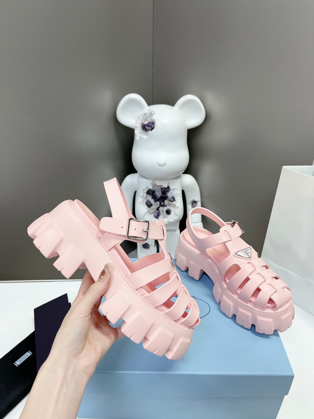 Prada Foam Sandals in Light Pink Rubber