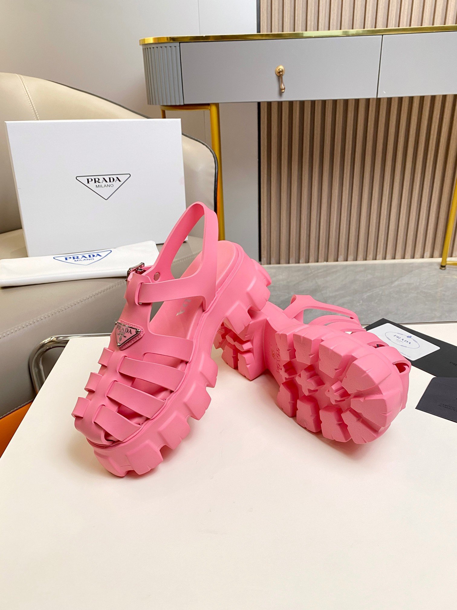 Prada Foam Sandals in Pink Rubber