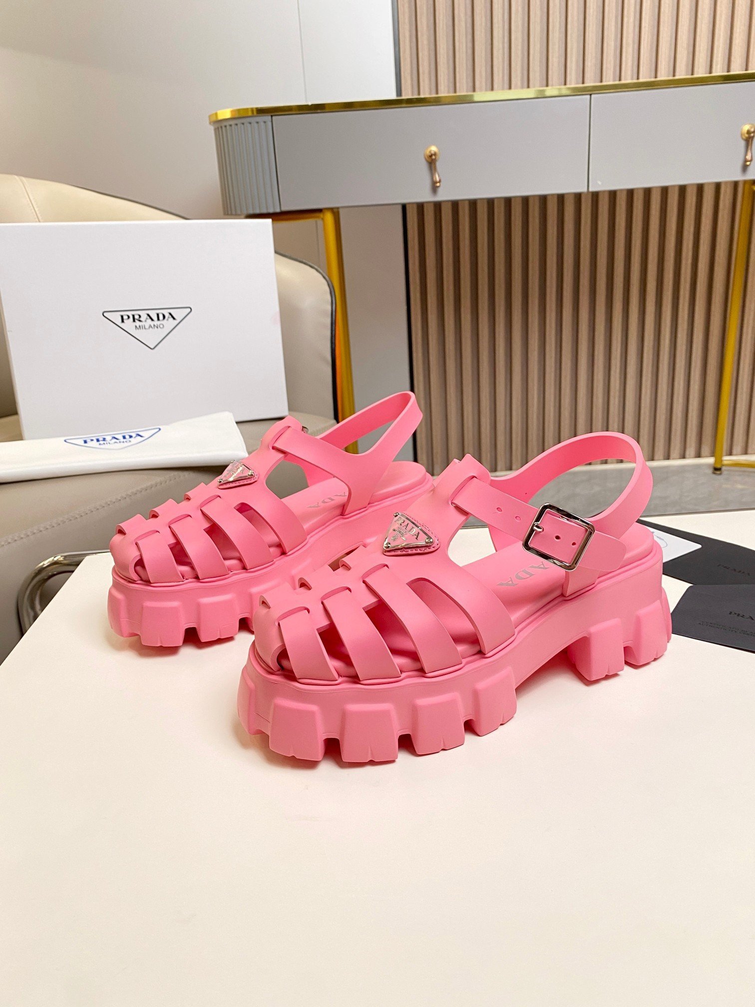 Prada Foam Sandals in Pink Rubber