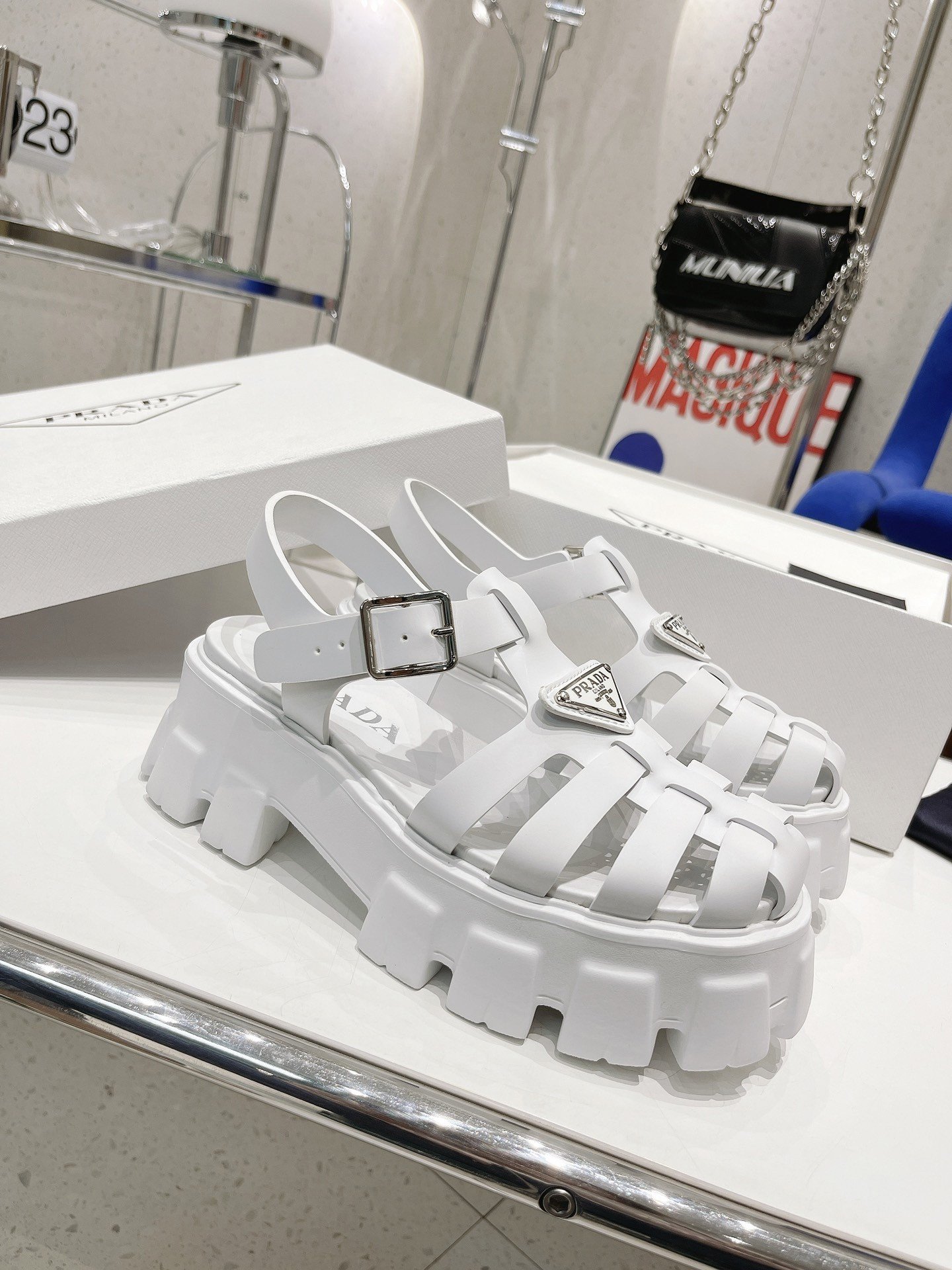 Prada Foam Sandals in White Rubber