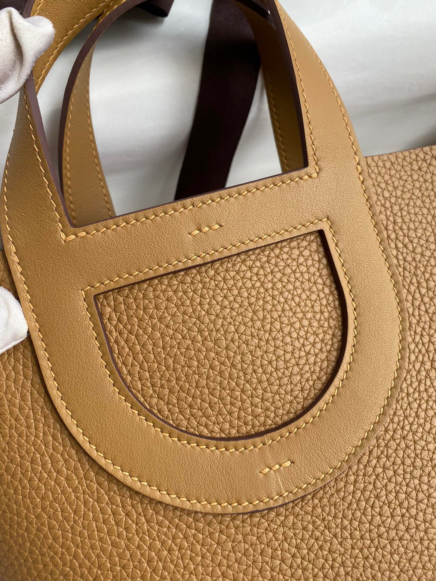 Hermes In The Loop 18 Handmade Bag in Biscuit Clemence Leather