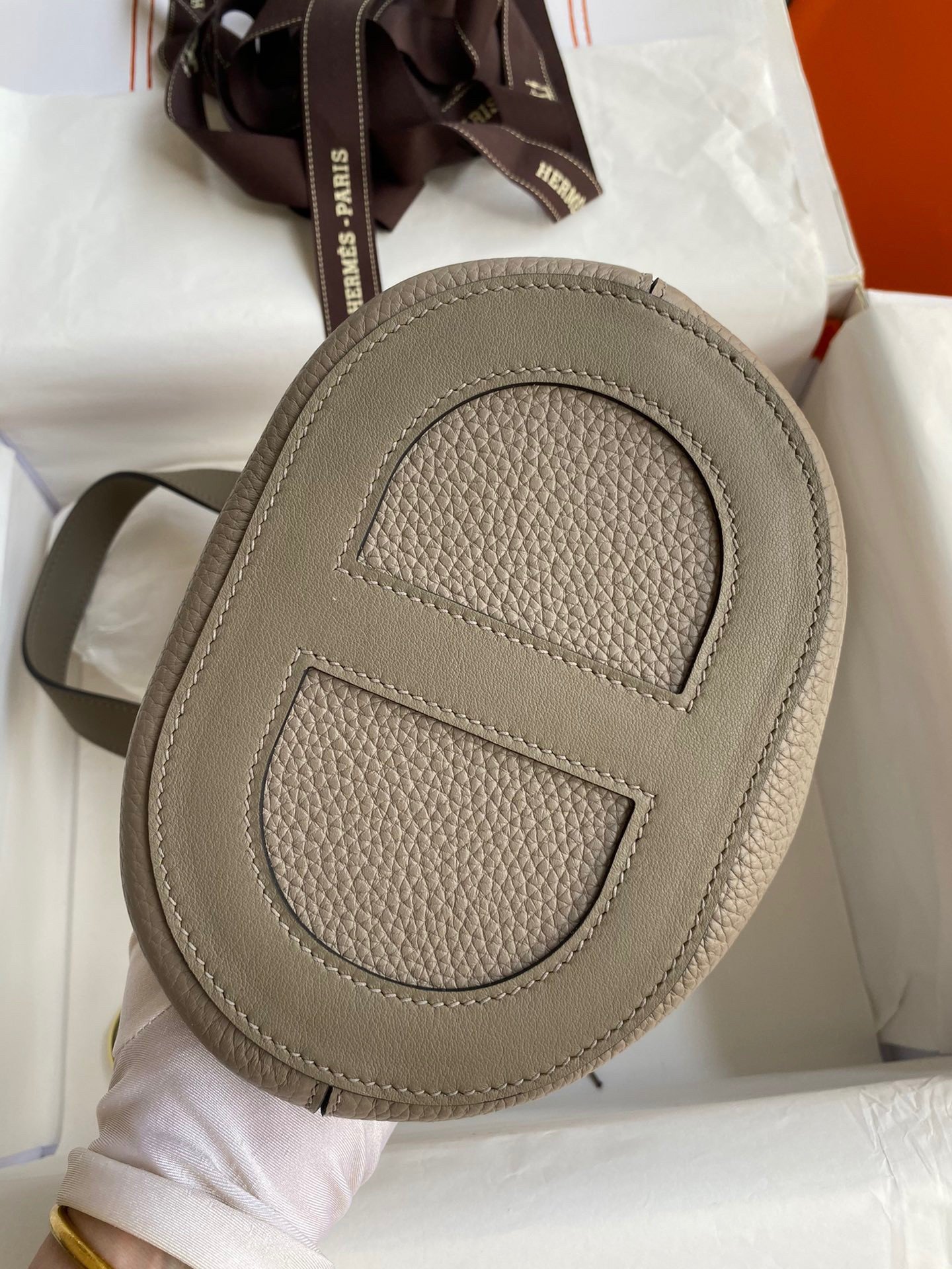 Hermes In The Loop 18 Handmade Bag in Gris Asphalt Clemence Leather