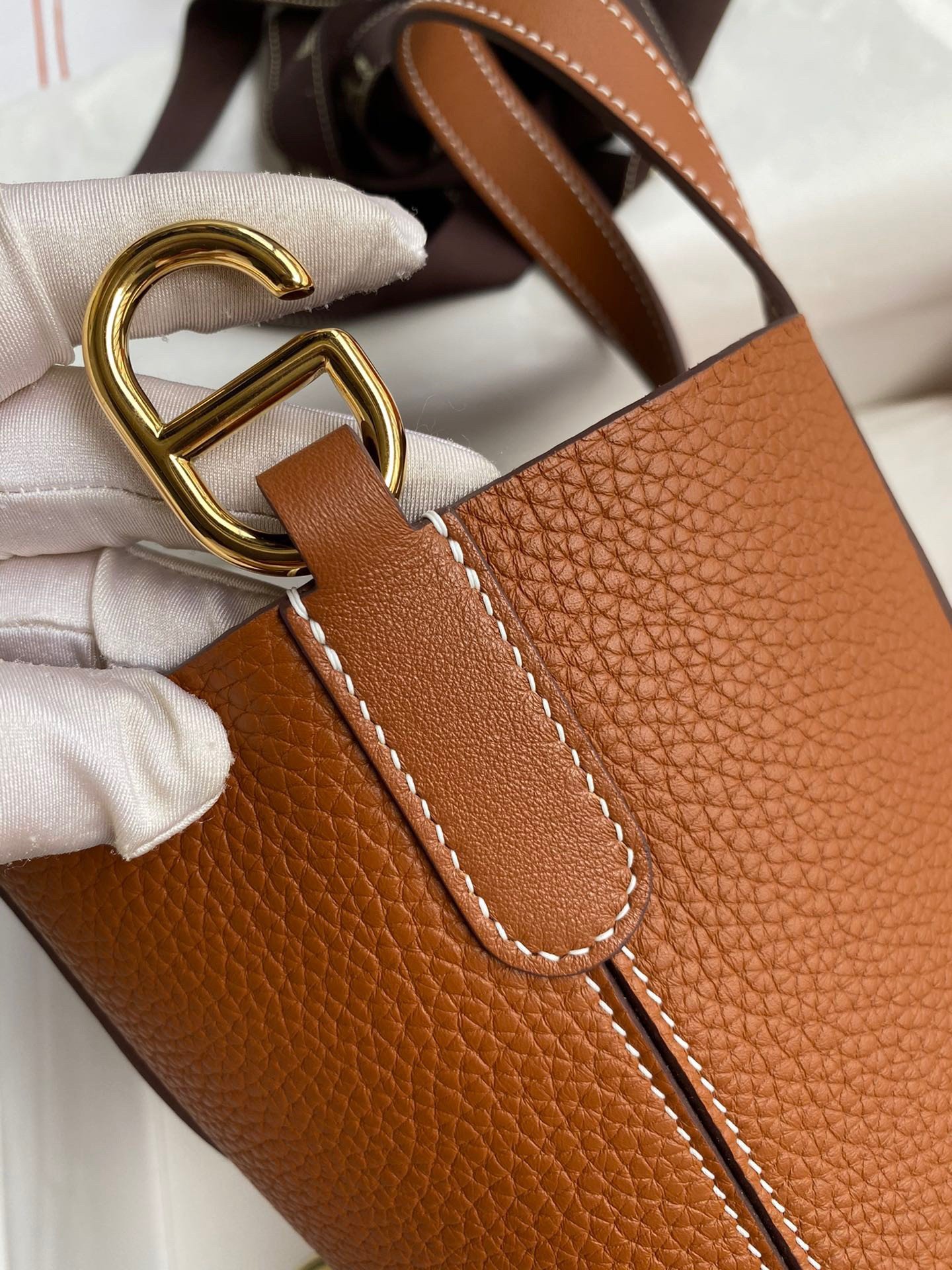 Hermes In The Loop 18 Handmade Bag in Gold Clemence Leather