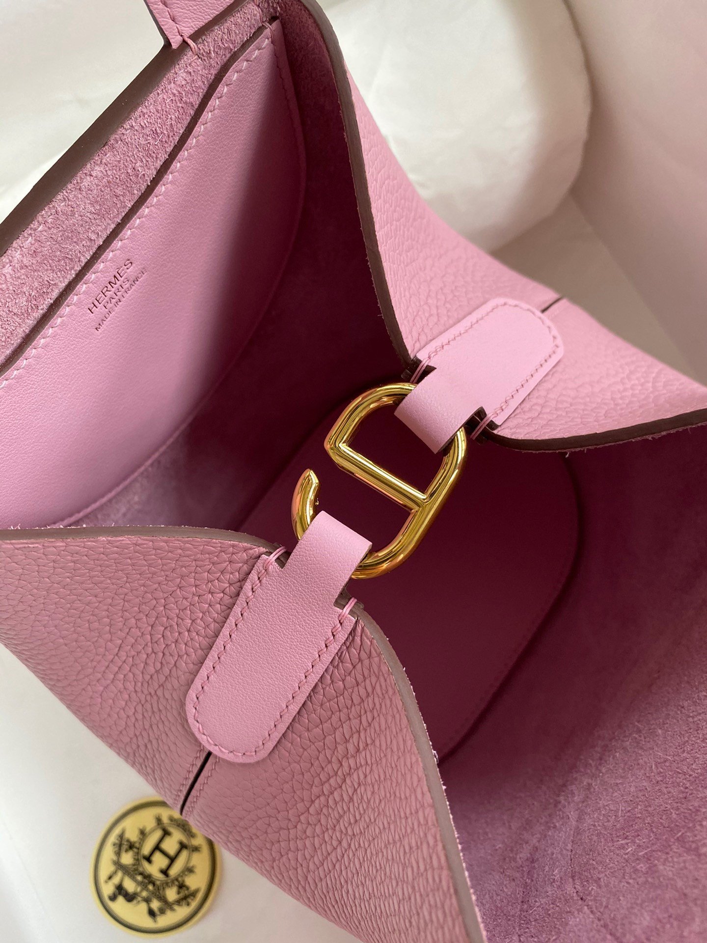 Hermes In The Loop 18 Handmade Bag in Mauve Sylvestre Clemence Leather