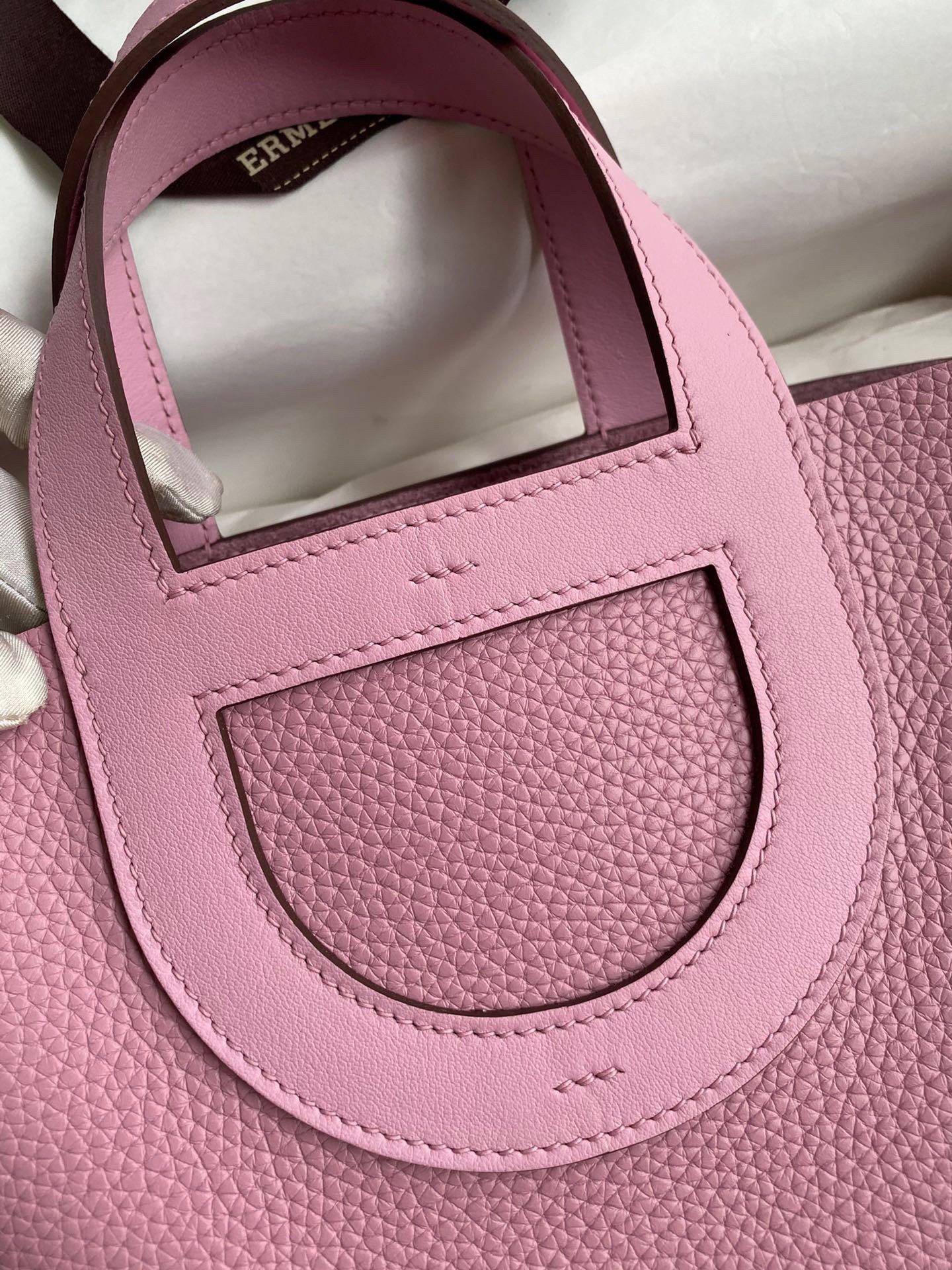 Hermes In The Loop 18 Handmade Bag in Mauve Sylvestre Clemence Leather