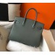 Hermes Birkin 30 Bag in Vert Amande Clemence Leather with GHW