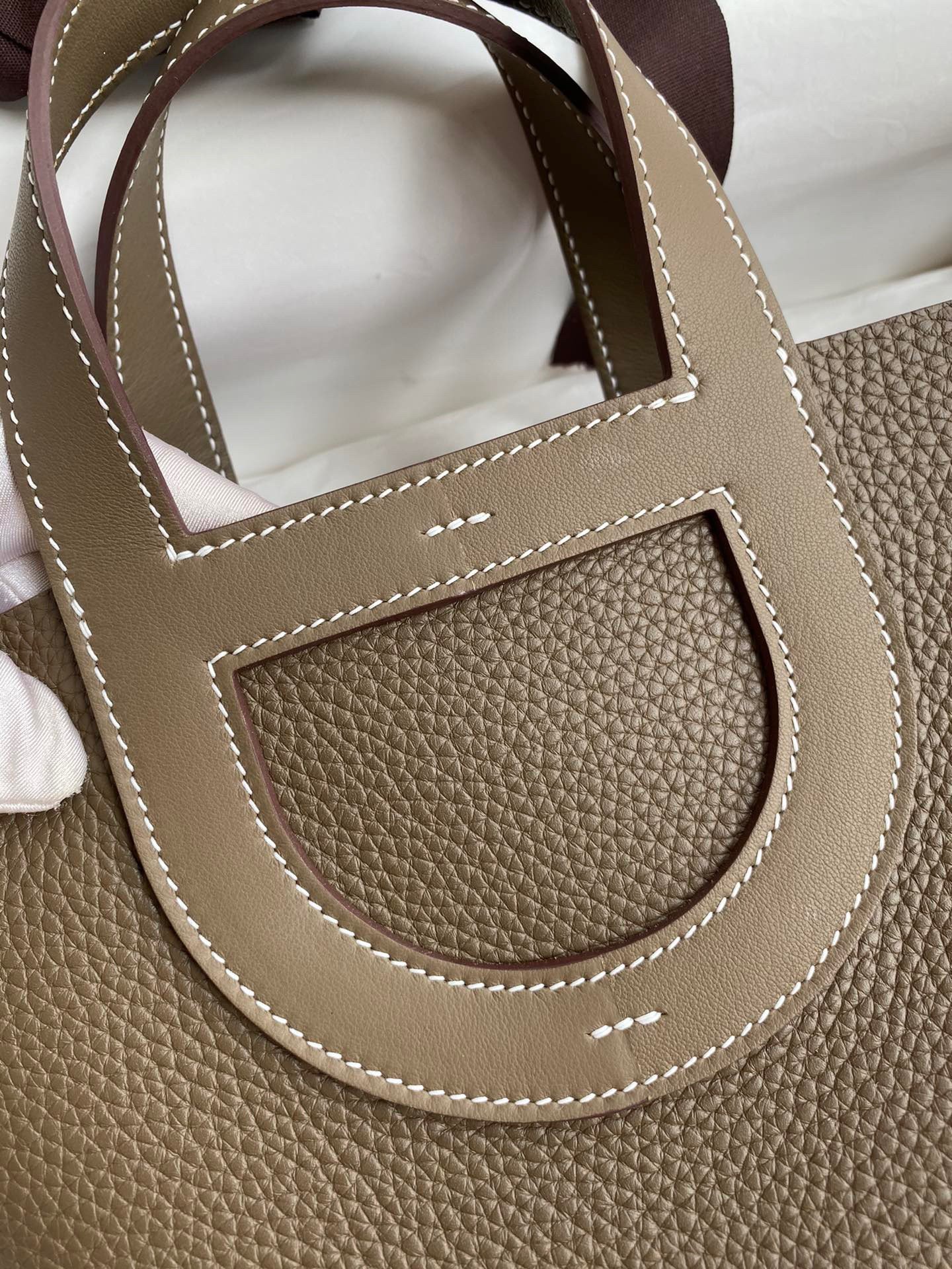 Hermes In The Loop 18 Handmade Bag in Taupe Clemence Leatherther