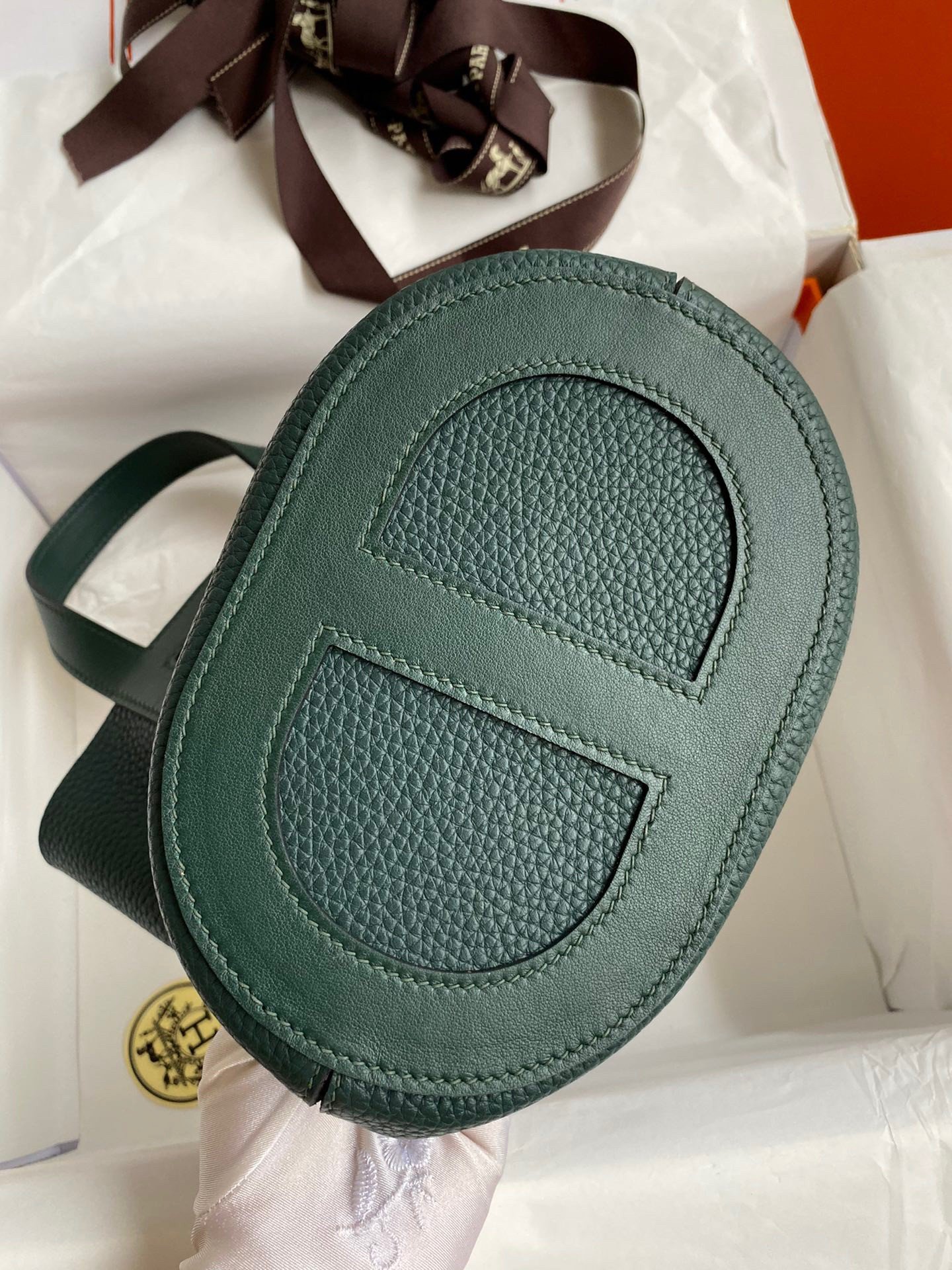 Hermes In The Loop 18 Handmade Bag in Vert Cypres Clemence Leather