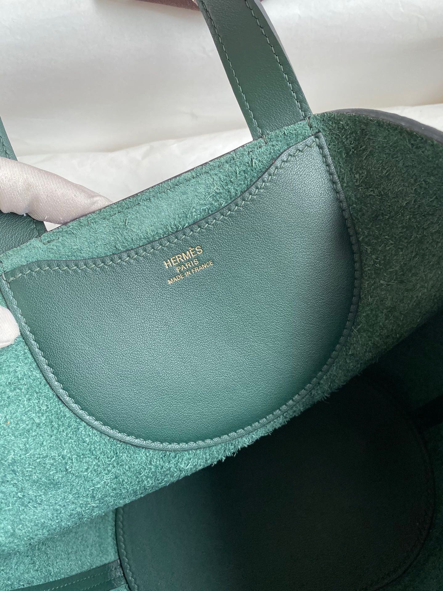 Hermes In The Loop 18 Handmade Bag in Vert Cypres Clemence Leather