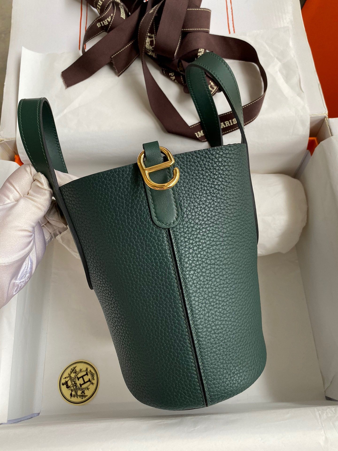 Hermes In The Loop 18 Handmade Bag in Vert Cypres Clemence Leather