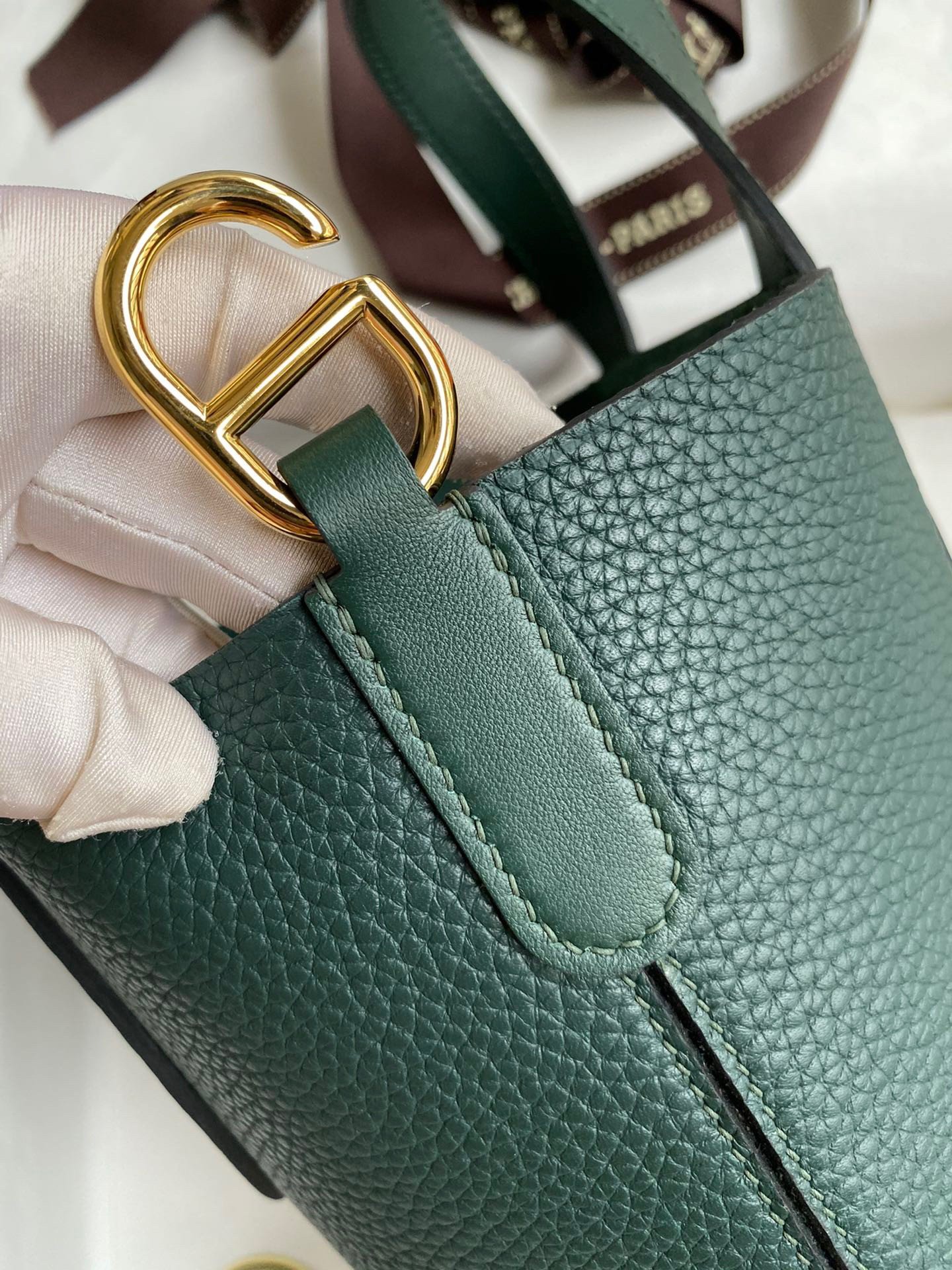 Hermes In The Loop 18 Handmade Bag in Vert Cypres Clemence Leather