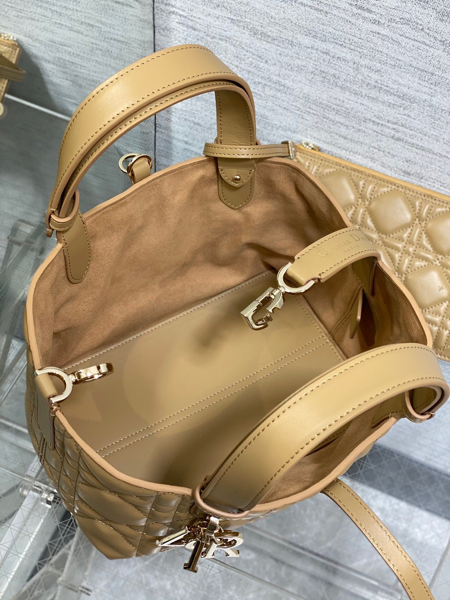 Dior Toujours Small Bag in Tan Macrocannage Calfskin