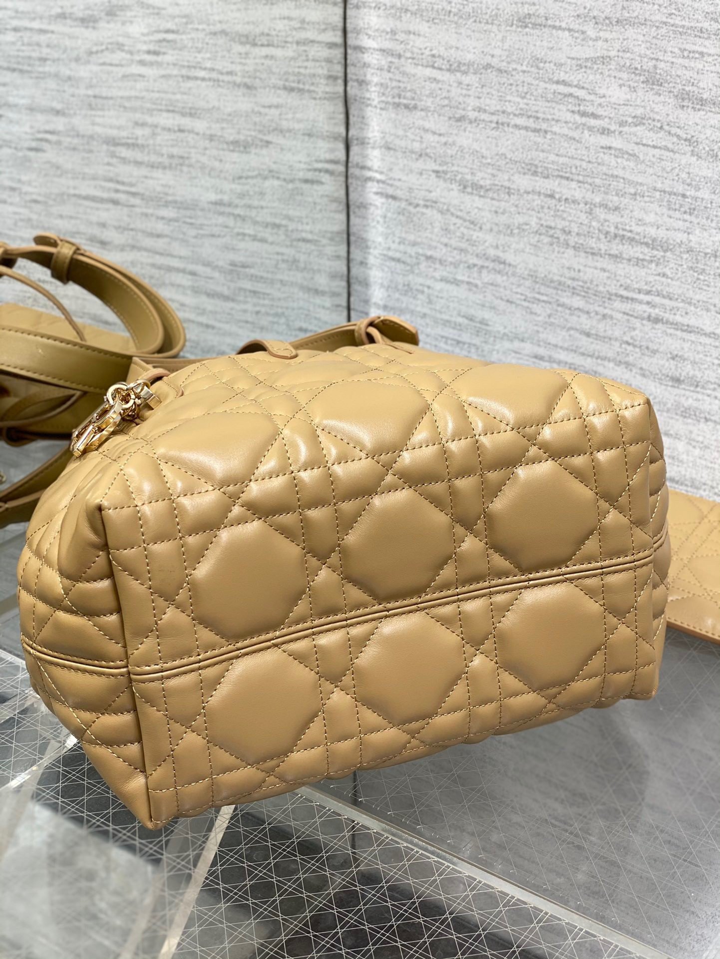 Dior Toujours Small Bag in Tan Macrocannage Calfskin