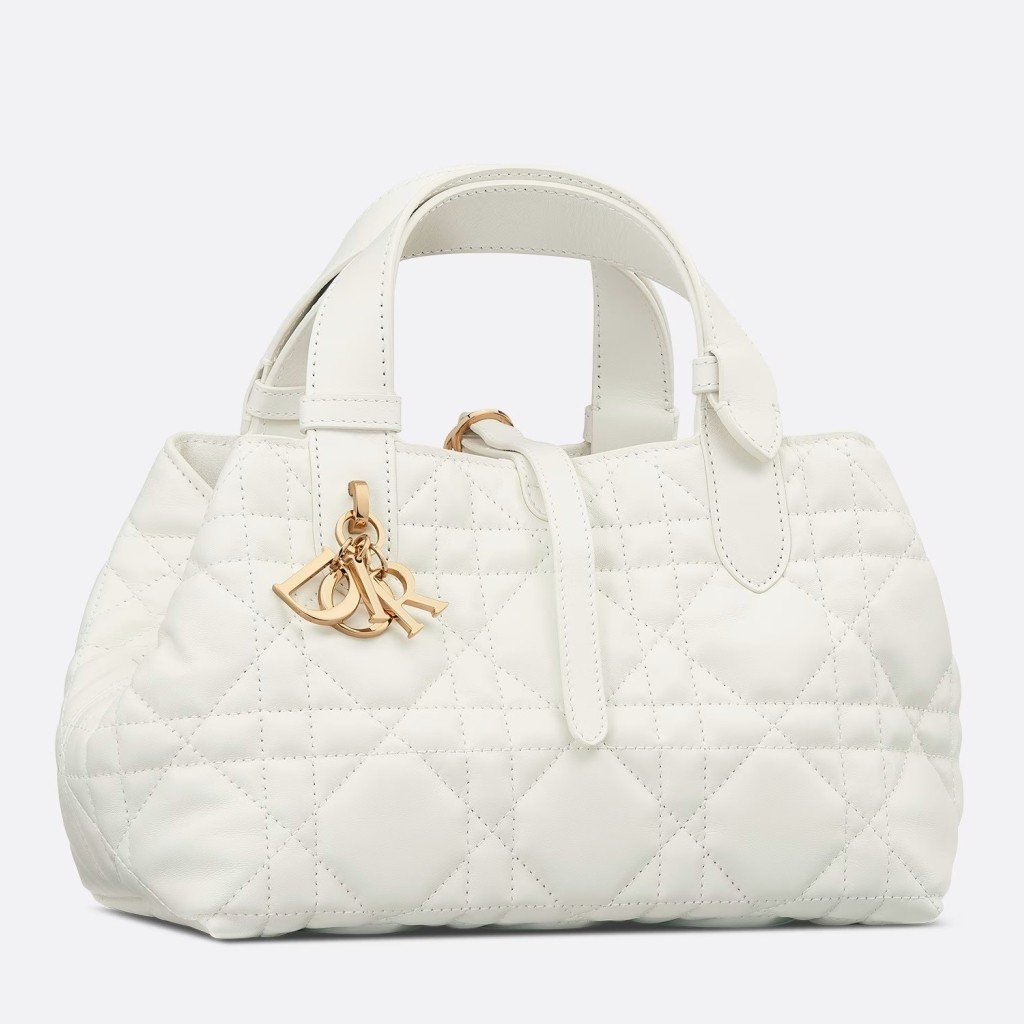 Dior Toujours Small Bag in White Macrocannage Calfskin