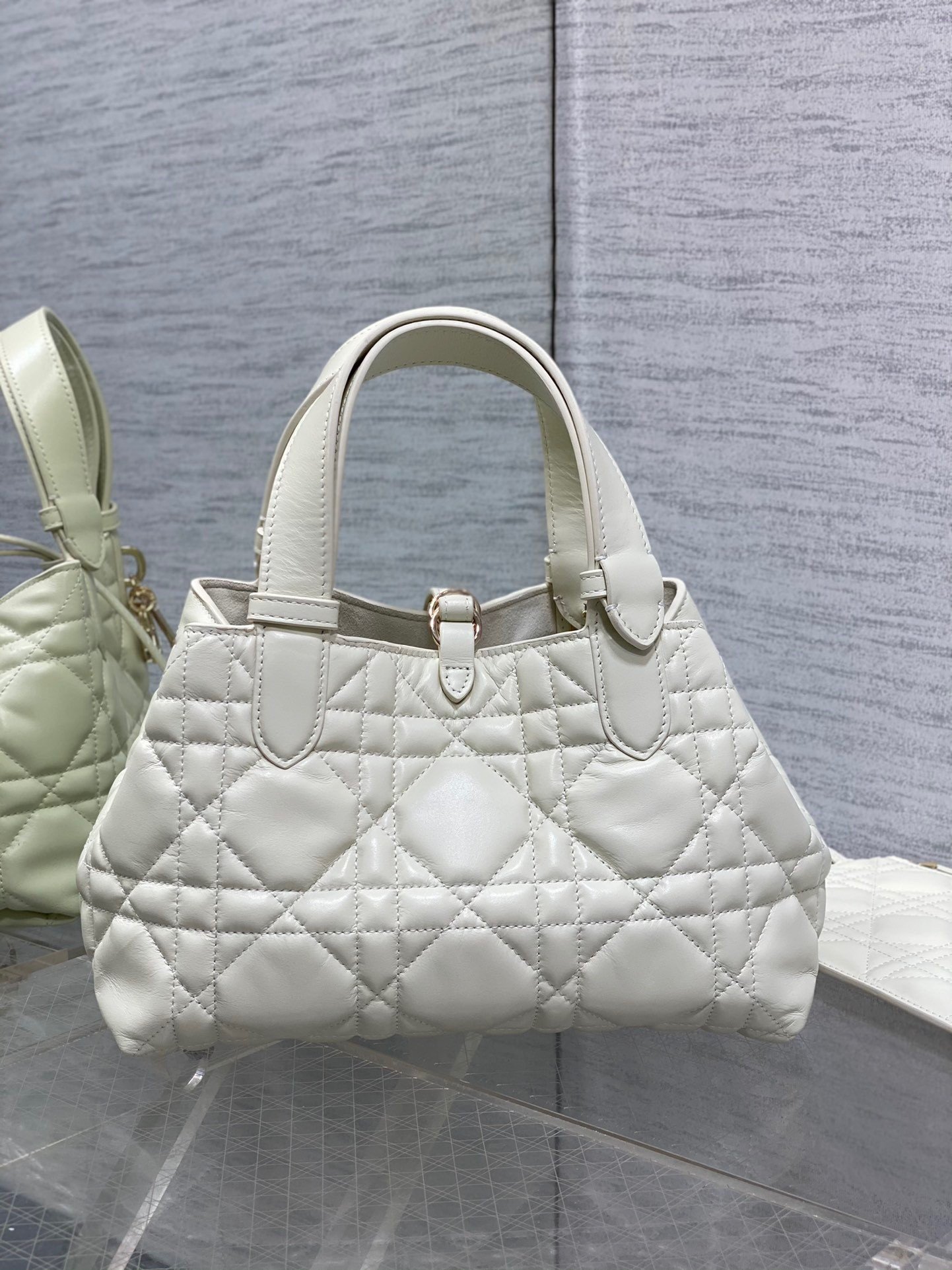 Dior Toujours Small Bag in White Macrocannage Calfskin