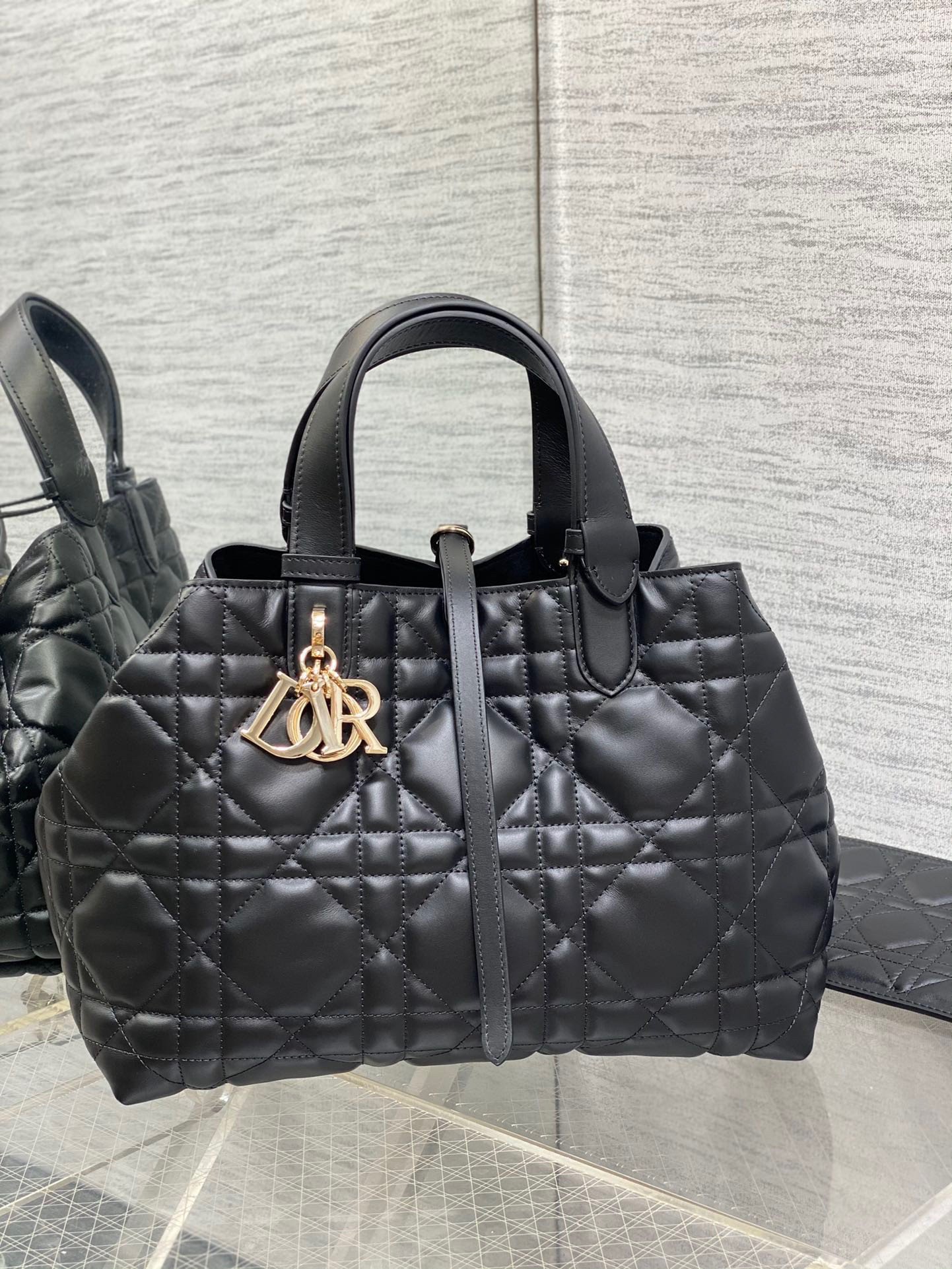 Dior Toujours Medium Bag in Black Macrocannage Calfskin