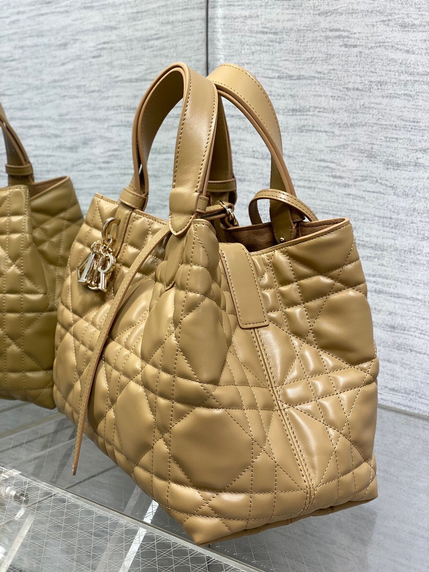 Dior Toujours Medium Bag in Tan Macrocannage Calfskin