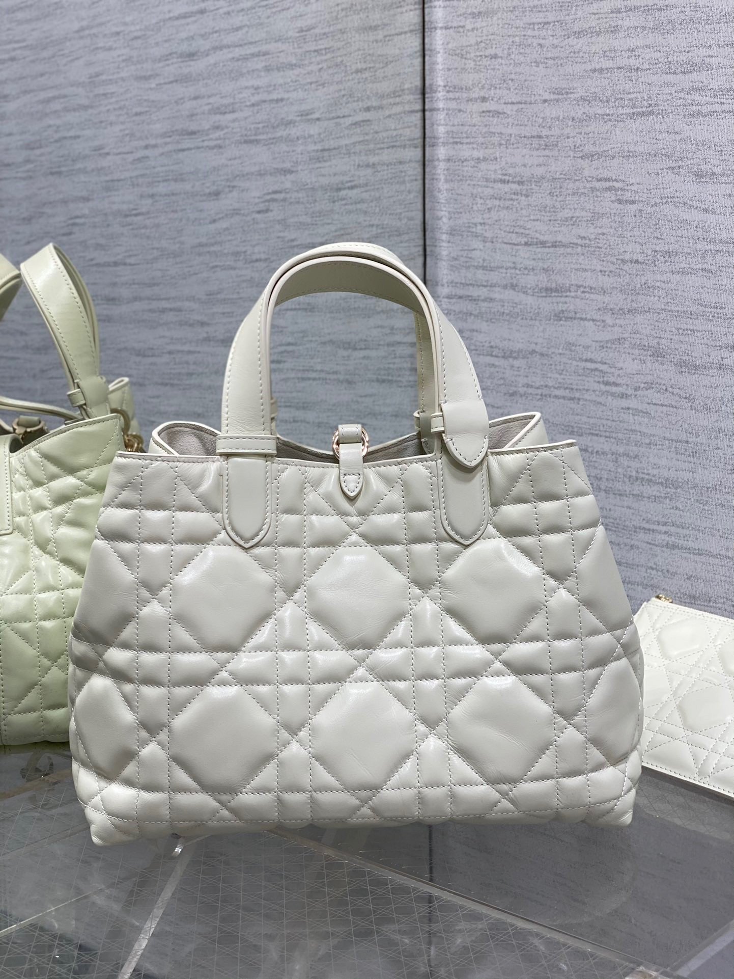 Dior Toujours Medium Bag in White Macrocannage Calfskin