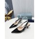 Prada Slingbacks Pumps 45mm In Black Patent Leather