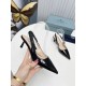 Prada Slingbacks Pumps 45mm In Black Patent Leather