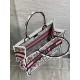 Dior Medium Book Tote Bag In White Multicolor Florilegio Embroidery