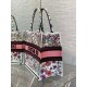 Dior Medium Book Tote Bag In White Multicolor Florilegio Embroidery