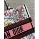 Dior Medium Book Tote Bag In White Multicolor Florilegio Embroidery