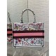 Dior Medium Book Tote Bag In White Multicolor Florilegio Embroidery