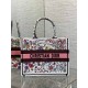 Dior Medium Book Tote Bag In White Multicolor Florilegio Embroidery