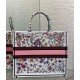 Dior Large Book Tote Bag In White Multicolor Florilegio Embroidery