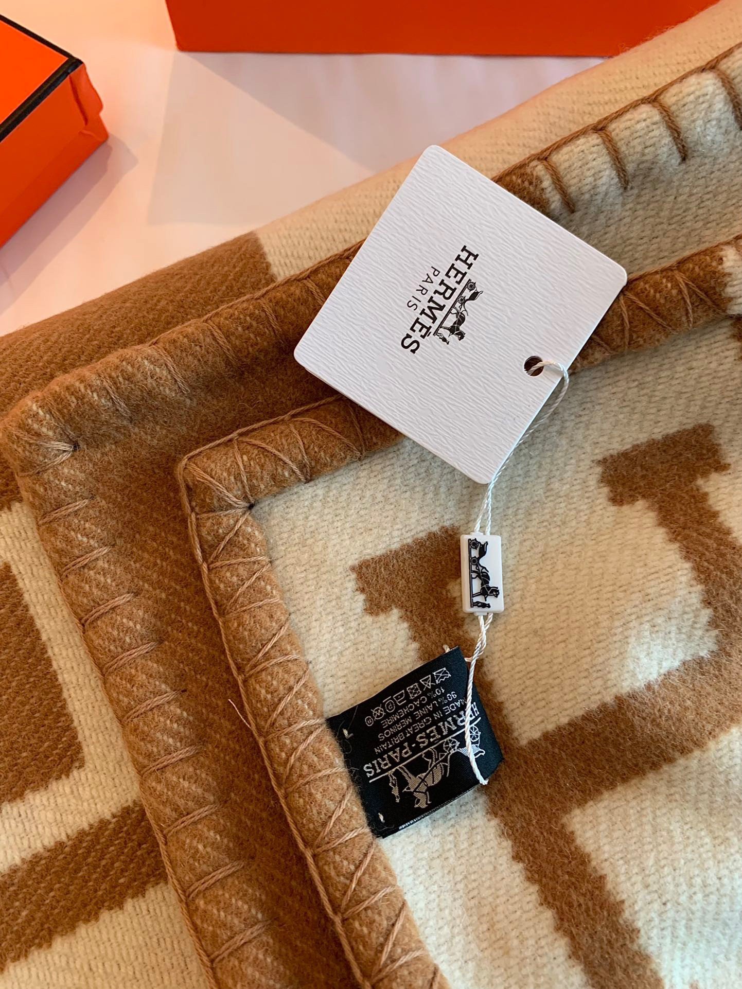 Hermes Avalon Throw Blanket in Camel Wool and Cashmere