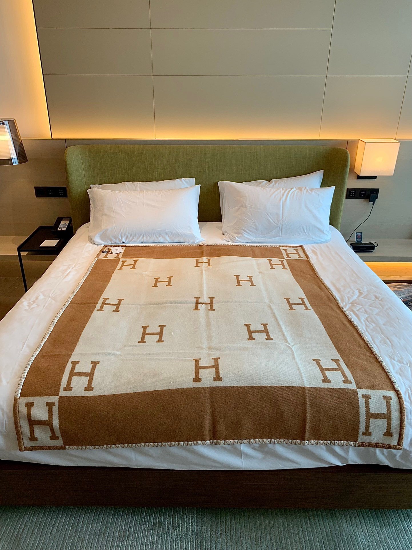 Hermes Avalon Throw Blanket in Camel Wool and Cashmere