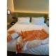 Hermes Avalon Throw Blanket in Orange Wool and Cashmere