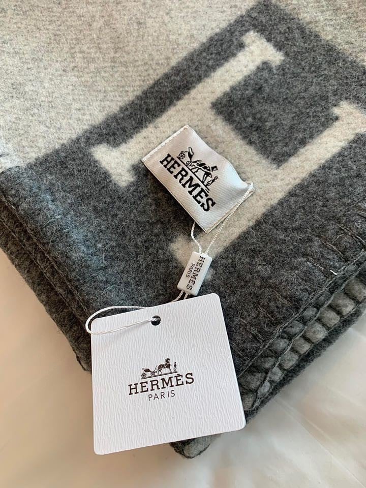 Hermes Avalon III Throw Blanket in Grey Wool and Cashmere