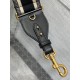 Dior Shoulder Strap with Ring in Black Embroidery Canvas