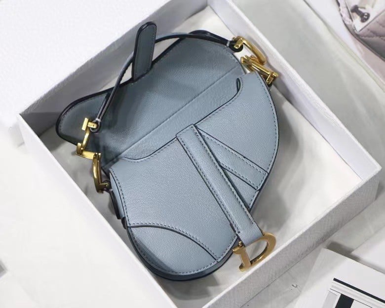 Dior Saddle Micro Bag In Cloud Blue Goatskin