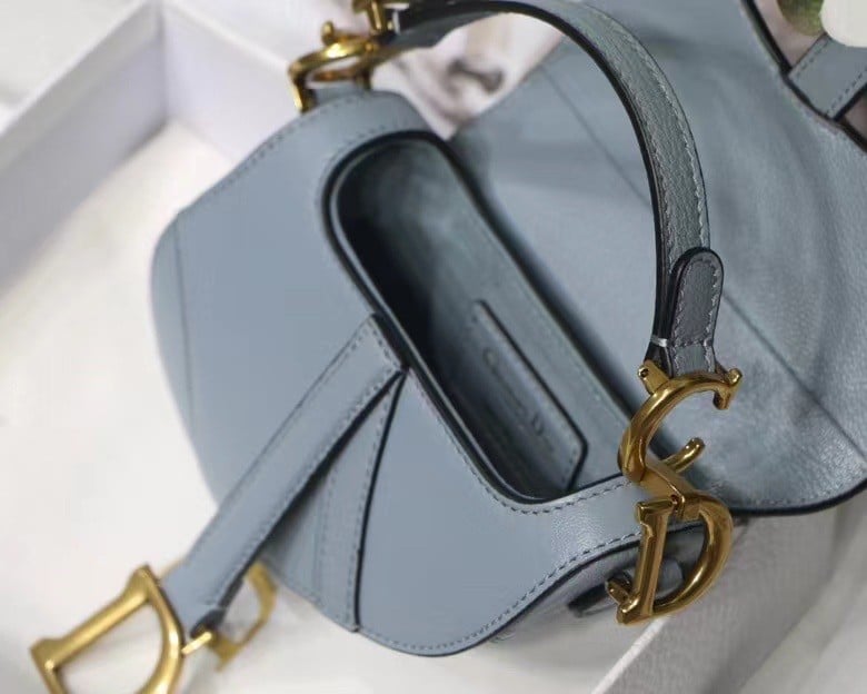 Dior Saddle Micro Bag In Cloud Blue Goatskin