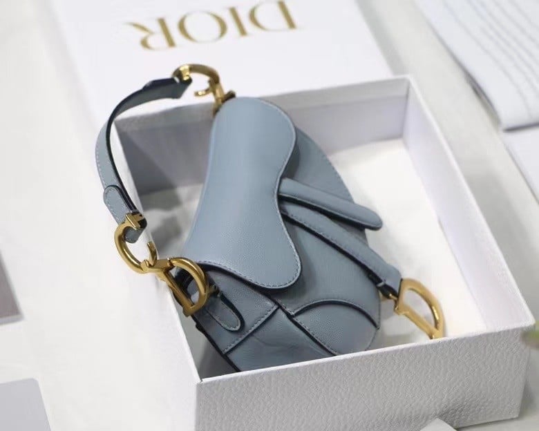 Dior Saddle Micro Bag In Cloud Blue Goatskin