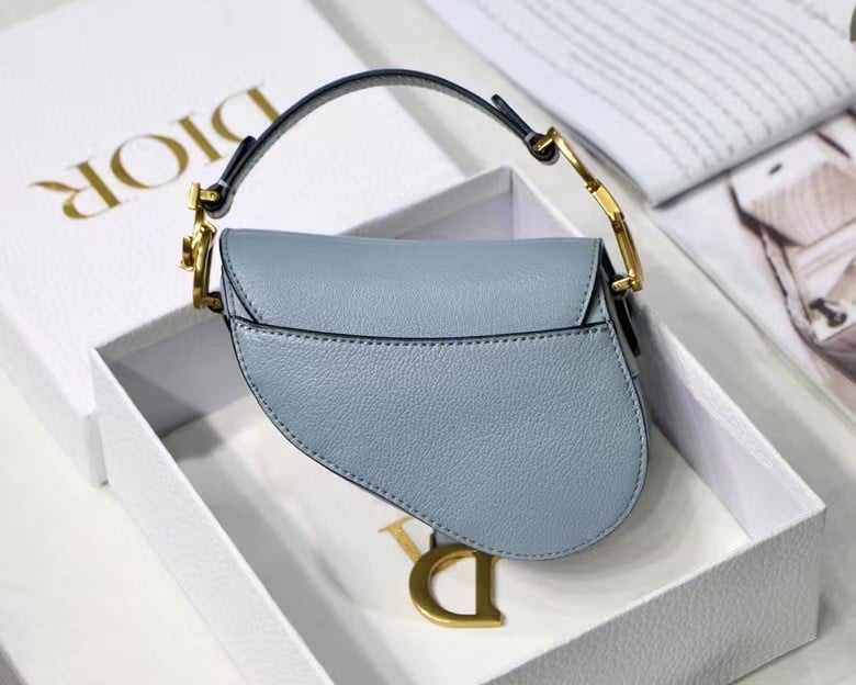 Dior Saddle Micro Bag In Cloud Blue Goatskin