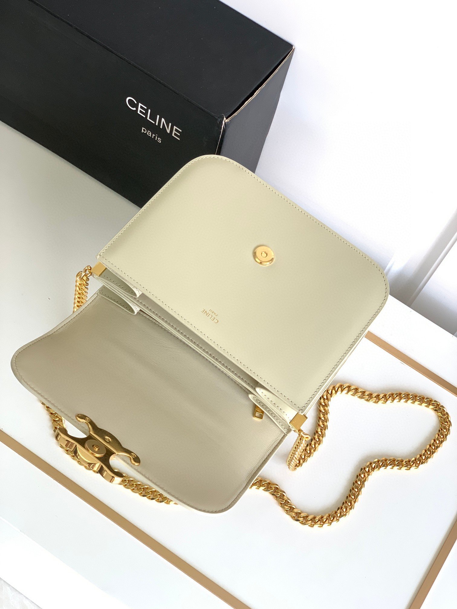 Celine College Triomphe Chain Bag in Pampa Leather