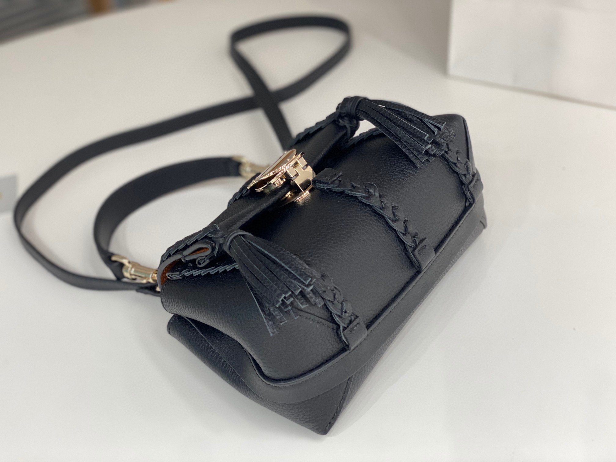 Chloe Penelope Mini Shoulder Bag in Black Grained Calfskin