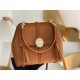 Chloe Penelope Small Shoulder Bag in Brown Grained Calfskin