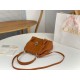 Chloe Penelope Small Shoulder Bag in Brown Grained Calfskin