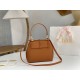 Chloe Penelope Small Shoulder Bag in Brown Grained Calfskin