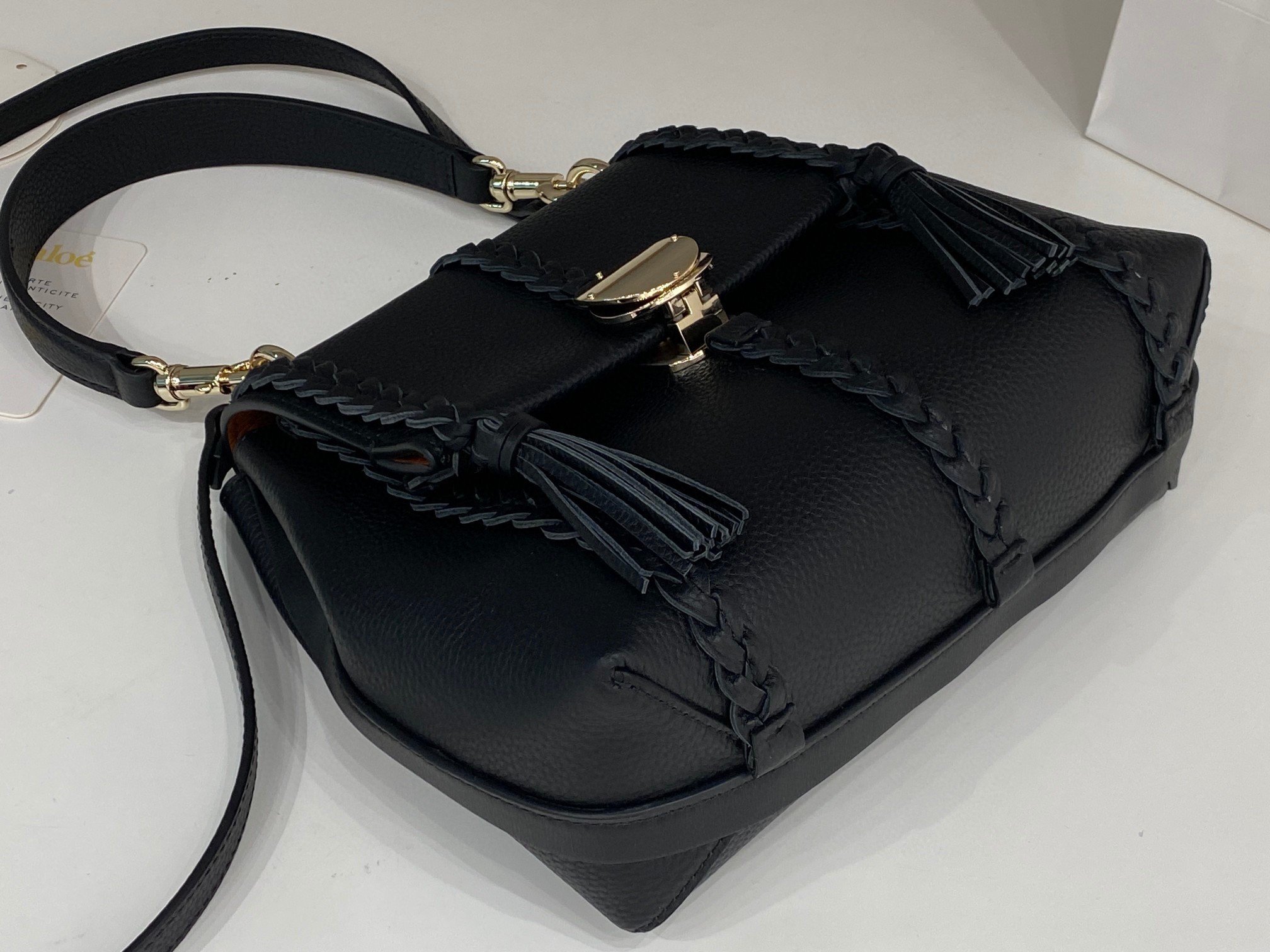 Chloe Penelope Small Shoulder Bag in Black Grained Calfskin