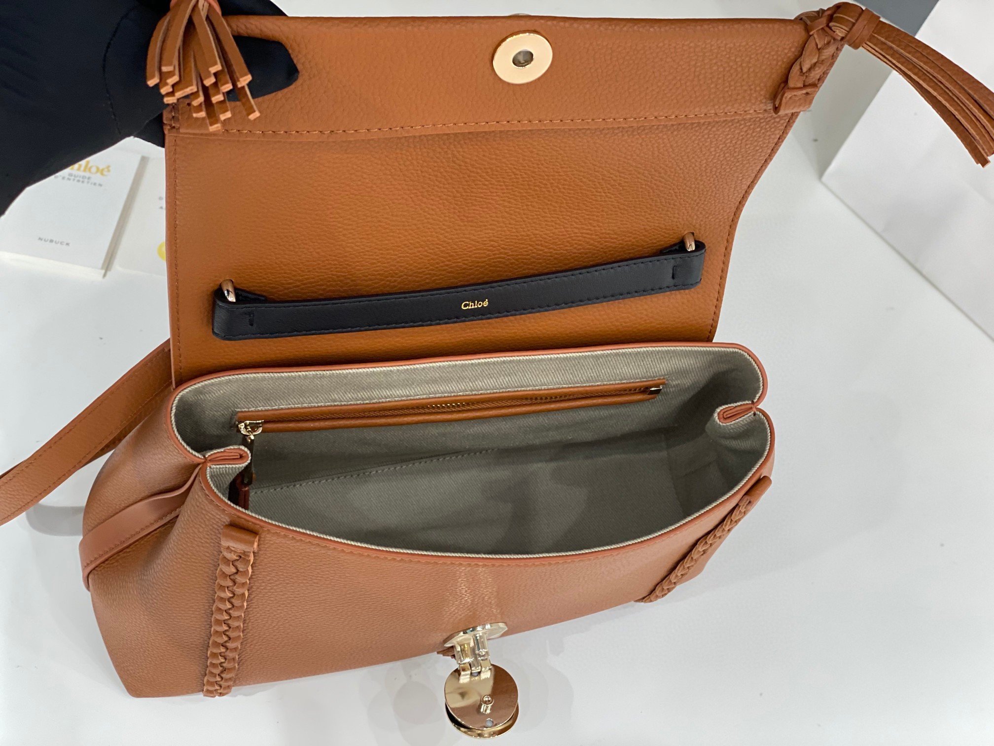 Chloe Penelope Medium Shoulder Bag in Brown Grained Calfskin