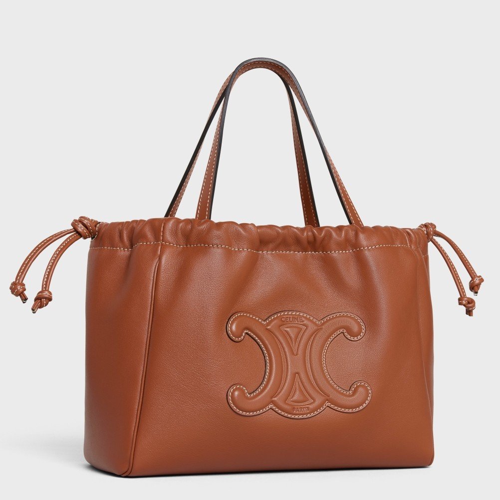 Celine Small Cabas Drawstring Cuir Triomphe Bag in Brown Calfskin